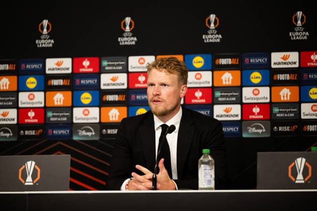 241003 Manager Oscar Hiljemark of Elfsborg during the press conference, PK, Pressekonferenz after the UEFA Europa League between Elfsborg and Roma on October 3, 2024 in Boras. Photo: Jörgen Jarnberger BILDBYRAN COP 112 JJ0405 fotboll football soccer fotball uefa europa league elfsborg roma bbeng Copyright: JÖRGENxJARNBERGER BB241003JJ102