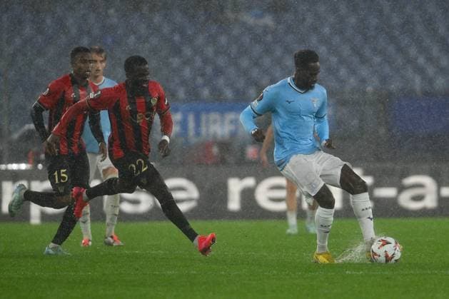 October 3, 2024, Rome, Milan, Italy: Tanguy NDombele of O.G.C. Nice and Boulaye Dia of S.S. Lazio in action during the UEFA Europa League 2024 25 League Phase MD2 match between S.S. Lazio and O.G.C. Nice at Olympic Stadium on October 3, 2024 in Rome, Italy. CALCIO - UEFA Europa League - SS Lazio vs OGC Nice  - ZUMAs349 20241003_zsa_s349_261 Copyright: xDomenicoxCippitelli IpaxSportx