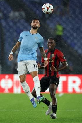 UEFA Europa League - SS Lazio vs Ogc Nice at Olympic Stadium in Rome on 03th october 2024 Rome, Italy 03.10.2024: Taty Castellanos of Lazio, Hicham Boudaoui of Nice during the Uefa Europa League 2024-2025, day 2, football match between SS Lazio vs Ogc Nice at Olympic Stadium in Rome. Rome Olympic italy italy Copyright: xmarcoxiacobucci
