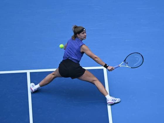 (241004) -- BEIJING, Oct. 4, 2024 -- Karolina Muchova hits a return during the women s singles quarterfinal match between Karolina Muchova of the Czech Republic and Aryna Sabalenka of Belarus at the 2024 China Open tennis tournament in Beijing, China, Oct. 4, 2024 ) (SP)CHINA-BEIJING-TENNIS-CHINA OPEN-WOMEN S SINGLES(CN) ZhangxLong 