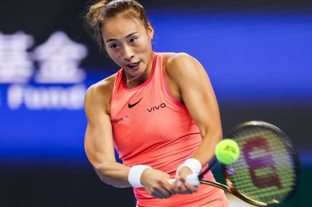 BEIJING, CHINA - OCTOBER 04: Zheng Qinwen of China competes in the Women s Singles Quarterfinal match against Mirra Andreeva of Russia on day twelve of 2024 China Open at National Tennis Center on October 4, 2024 in Beijing, China.  Copyright: xVCGx 111521913811