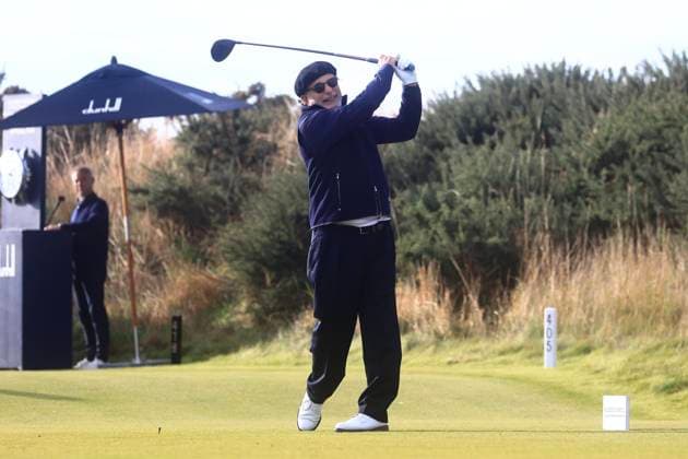 4th October 2024; Kingsbarns, Fife, Scotland; Alfred Dunhill Links Golf Championship, Round 2; Actor Andy Garcia tees off on the first hole on Kingsbarns Golf Links, during the second round of the Dunhill Links Championship  ActionPlus12699718 DavidxYoung