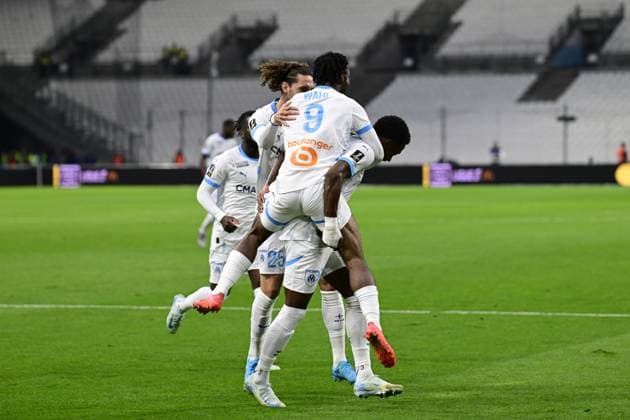 L Olympique de Marseille reçoit l Angers Sporting Club de l Ouest dans le cadre de sixième journée de Ligue 1 McDonald s à l Orange Vélodrome, le 04 octobre 2024. Joie OM avant annulation du but. FOOTBALL : Olympique de Marseille VS Angers SCO - Ligue 1 - 04 10 2024 WilliamCannarella Panoramic 