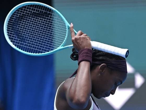(241005) -- BEIJING, Oct. 5, 2024 -- Coco Gauff of the United States reacts during the women s singles semifinal match against Paula Badosa of Spain at the 2024 China Open tennis tournament in Beijing, China, Oct. 5, 2024. ) (SP)CHINA-BEIJING-TENNIS-CHINA OPEN-WOMEN S SINGLES (CN) ZhangxLong 