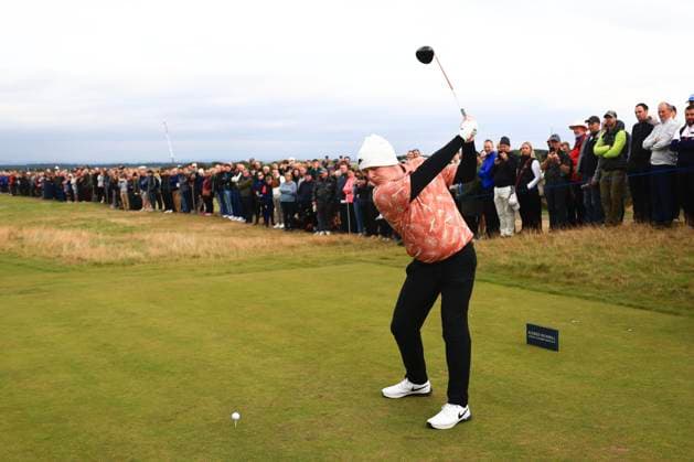 5th October 2024; The Old Course at St Andrews, Fife, Scotland; Alfred Dunhill Links Golf Championship, Round 3; Robert Macintyre of Scotland tees off on the third hole of the Old Course, St Andrews, during the third round of the Dunhill Links Championship  ActionPlus12700148 DavidxYoung