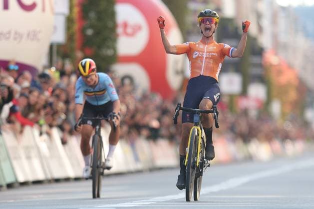 UCI Gravel World Champions Women 2024 LEUVEN, BELGIUM - OCTOBER 05 : Vos Marianne (NED) during the 3th UCI Gravel World Championships Women race with start in Halle and finish in Leuven on October 05, 2024 in Leuven, Belgium, 05 10 2024 Leuven Belgium  Copyright: xTomasxSiskx