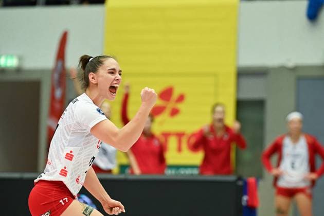 1. Volleyball Bundesliga Frauen, Dresdner SC vs. USC Muenster, Dresden, 05.10.2024 Lorena Lorber Fijok (Dresdner SC, 17) 1. Volleyball Bundesliga Frauen, Dresdner SC vs. USC Muenster am 05.10.2024 in der Margon Arena Dresden Copyright: xBEAUTIFULxSPORTS Hoepnerx