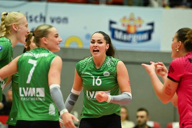 1. Volleyball Bundesliga Frauen, Dresdner SC vs. USC Muenster, Dresden, 05.10.2024 Mikala Mogensen (USC Muenster, 16) 1. Volleyball Bundesliga Frauen, Dresdner SC vs. USC Muenster am 05.10.2024 in der Margon Arena Dresden Copyright: xBEAUTIFULxSPORTS Hoepnerx