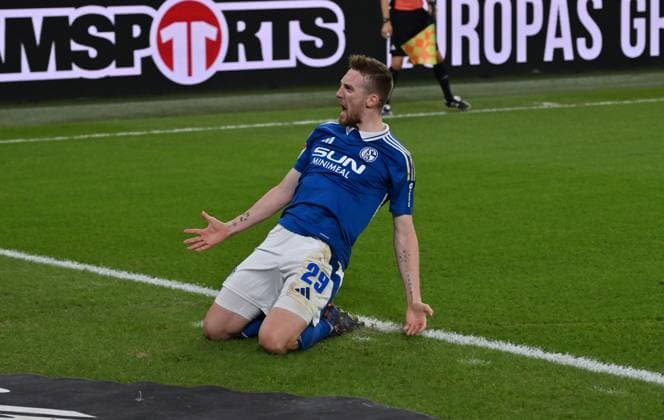 Jubel Tobias Mohr (FC Schalke 04) 05.10.2024, Fussball 2. Bundesliga, 8. Spieltag, Saison 2024 2025 FC Schalke 04 - Hertha BSC Gelsenkirchen Veltins Arena Nordrhein Westfalen Deutschland