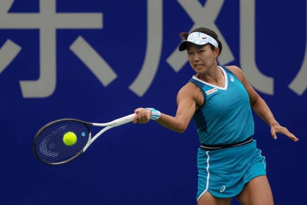 WUHAN, CHINA - OCTOBER 06: Moyuka Uchijima of Japan competes in the Women s Singles Qualifying second round match against Olivia Gadecki of Australia on day two of 2024 Wuhan Open at Optics Valley International Tennis Center on October 6, 2024 in Wuhan, Hubei Province of China.  Copyright: xVCGx 111522166232