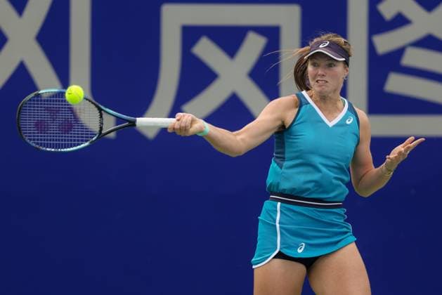 WUHAN, CHINA - OCTOBER 06: Olivia Gadecki of Australia competes in the Women s Singles Qualifying second round match against Moyuka Uchijima of Japan on day two of 2024 Wuhan Open at Optics Valley International Tennis Center on October 6, 2024 in Wuhan, Hubei Province of China.  Copyright: xVCGx 111522166223