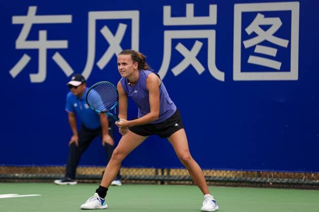 WUHAN, CHINA - OCTOBER 06: Clara Burel of France competes in the Women s Singles Qualifying second round match against Cristina Bucsa of Spain on day two of 2024 Wuhan Open at Optics Valley International Tennis Center on October 6, 2024 in Wuhan, Hubei Province of China.  Copyright: xVCGx 111522168521