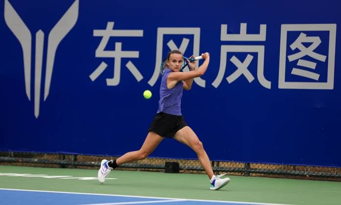 WUHAN, CHINA - OCTOBER 06: Clara Burel of France competes in the Women s Singles Qualifying second round match against Cristina Bucsa of Spain on day two of 2024 Wuhan Open at Optics Valley International Tennis Center on October 6, 2024 in Wuhan, Hubei Province of China.  Copyright: xVCGx 111522168525