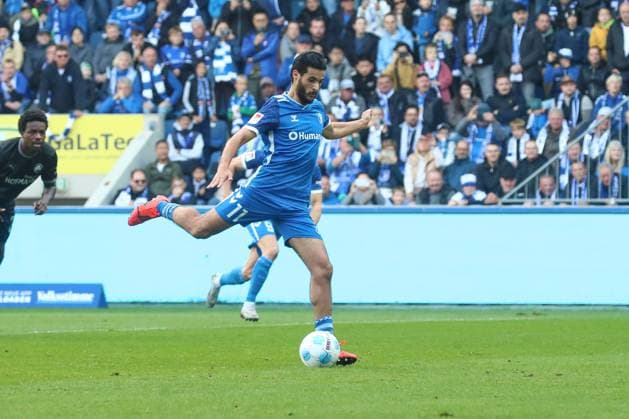 06.10.2024, xgox, Fussball - 2.Bundesliga, 1.FC Magdeburg - SpVgg Greuther Fuerth emspor, v.l. Mohammed El Hankouri (Magdeburg, 11) verschiesst den ersten Elfmeter (DFL DFB REGULATIONS PROHIBIT ANY USE OF PHOTOGRAPHS as IMAGE SEQUENCES and or QUASI-VIDEO) Magdeburg