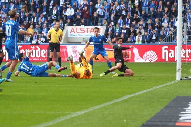 06.10.2024, xgox, Fussball - 2.Bundesliga, 1.FC Magdeburg - SpVgg Greuther Fuerth emspor, v.l Mohammed El Hankouri (Magdeburg, 11) trifft per Nachschuss vom Elfmeter zum 1:0 . (DFL DFB REGULATIONS PROHIBIT ANY USE OF PHOTOGRAPHS as IMAGE SEQUENCES and or QUASI-VIDEO) Magdeburg