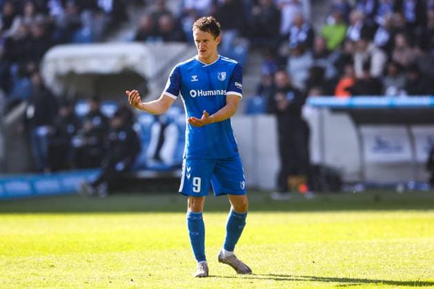 Martijn Kaars (1. FC Magdeburg,9) - 2. Fussball Bundesliga Saison 2024-2025 1. FC Magdeburg vs. SpVgg Greuther Fürth in der Avnet Arena in Magdeburg - Freisteller,Aktion,Fußball,Mann,Männer,Deutschland,06.10.2024
