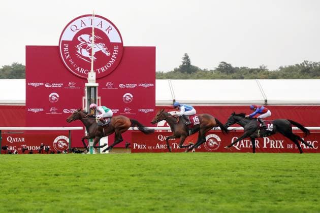Sport Themen der Woche KW40 06.10.2024, Paris, FRA - Bluestocking with Rossa Ryan up wins the Qatar Prix de l Arc de Triomphe. ParisLongchamp racecourse. (Pferd, Jockey, Bluestocking, Ryan, Sieg, Ziel, Zielankunft) 241006D550LONGCHAMP.JPG *** 06 10 2024, Paris, FRA Bluestocking with Rossa Ryan up wins the Qatar Prix de l Arc de Triomphe ParisLongchamp racecourse horse, jockey, Bluestocking, Ryan, win, finish, finish 241006D550LONGCHAMP JPG