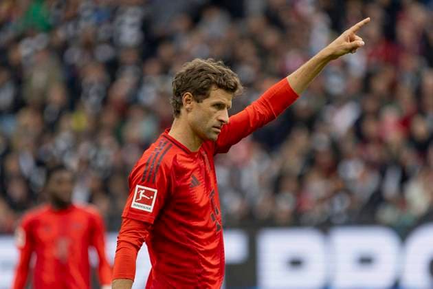 1. Fussball Bundesliga: Eintracht Frankfurt - FC Bayern München, 06.10.2024 Thomas Müller (FC Bayern München 25), Freisteller, Portrait Porträt, Eintracht Frankfurt - FC Bayern München, Frankfurt, Deutsche Bank Park, 6.10.2024 Copyright: xBEAUTIFULxSPORTS Gawlikx
