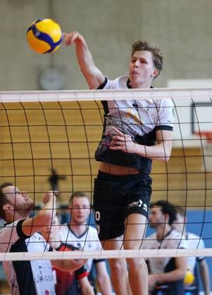 BAU 06.10.2024 Ludwigsburg Volleyball Barock Volleys MTV Ludwigsburg vs. Ceratonia Volleys Eltmann, oben Jannik Bachmann (LB)