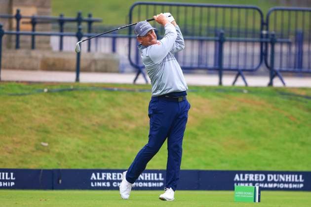 6th October 2024; The Old Course at St Andrews, Fife, Scotland; Alfred Dunhill Links Golf Championship, Final Round; Padraig Harrington of Ireland tees off on the first hole of the Old Course, St Andrews, during the final round of the Dunhill Links Championship  ActionPlus12701434 DavidxYoung