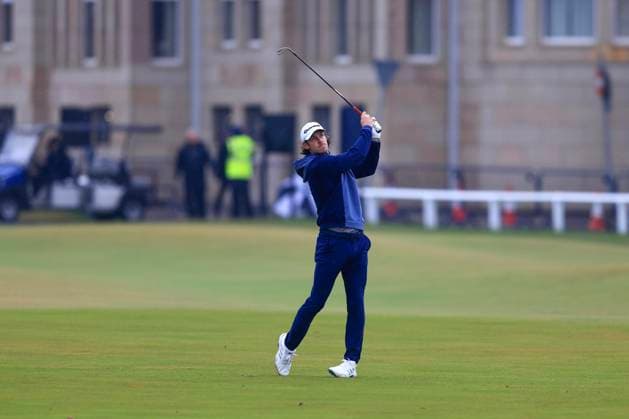 6th October 2024; The Old Course at St Andrews, Fife, Scotland; Alfred Dunhill Links Golf Championship, Final Round; Welsh former footballer Gareth Bale hits a shot from the fairway on the first hole of the Old Course, St Andrews, during the final round of the Dunhill Links Championship  ActionPlus12701438 DavidxYoung