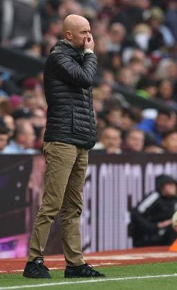 Football - 2024 2025 Premier League - Aston Villa vs Manchester United, ManU - Villa Park - Sunday 6th October 2024 Manchester United manager Erik ten Hag looks dejected
