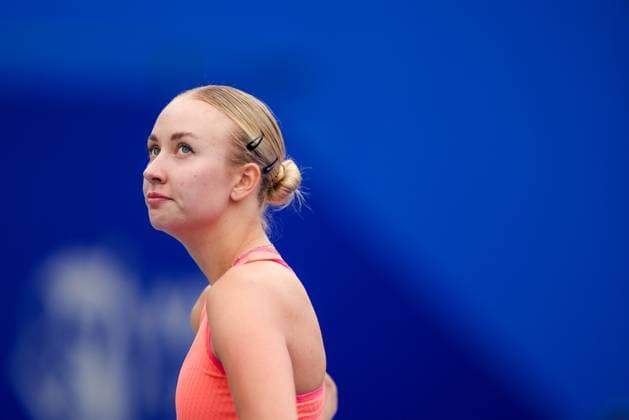 WUHAN, CHINA - OCTOBER 07: Anastasia Potapova of Russia reacts in the Women s Singles Round of 64 match against Katie Volynets of United States on day three of 2024 Wuhan Open at Optics Valley International Tennis Center on October 7, 2024 in Wuhan, Hubei Province of China.  Copyright: xVCGx 111522342637