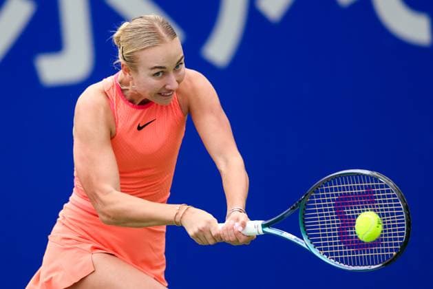 WUHAN, CHINA - OCTOBER 07: Anastasia Potapova of Russia competes in the Women s Singles Round of 64 match against Katie Volynets of United States on day three of 2024 Wuhan Open at Optics Valley International Tennis Center on October 7, 2024 in Wuhan, Hubei Province of China.  Copyright: xVCGx 111522342632