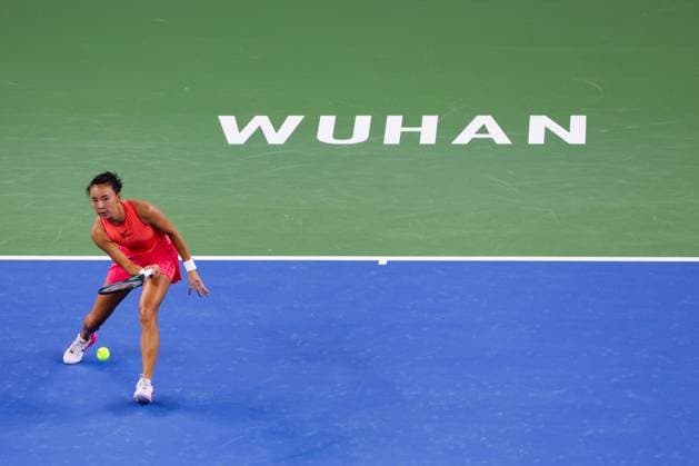 WUHAN, CHINA - OCTOBER 07: Yuan Yue of China competes in the Women s Singles Round of 64 match against Clara Burel of France on day three of 2024 Wuhan Open at Optics Valley International Tennis Center on October 7, 2024 in Wuhan, Hubei Province of China.  Copyright: xVCGx 111522381610