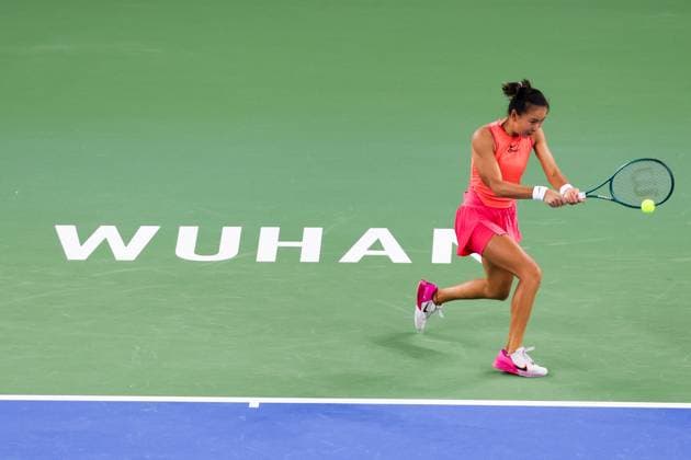 WUHAN, CHINA - OCTOBER 07: Yuan Yue of China competes in the Women s Singles Round of 64 match against Clara Burel of France on day three of 2024 Wuhan Open at Optics Valley International Tennis Center on October 7, 2024 in Wuhan, Hubei Province of China.  Copyright: xVCGx 111522381611