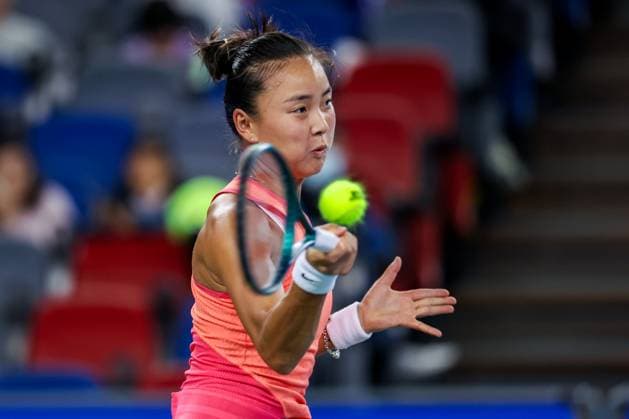 WUHAN, CHINA - OCTOBER 07: Yuan Yue of China competes in the Women s Singles Round of 64 match against Clara Burel of France on day three of 2024 Wuhan Open at Optics Valley International Tennis Center on October 7, 2024 in Wuhan, Hubei Province of China.  Copyright: xVCGx 111522377094
