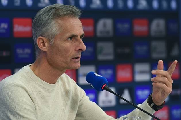 Vorstellung von Kees van Wonderen beim FC Schalke 04 am 07.10.2024 in der Veltins Arena in Gelsenkirchen Kees van Wonderen ( Trainer Cheftrainer Schalke )