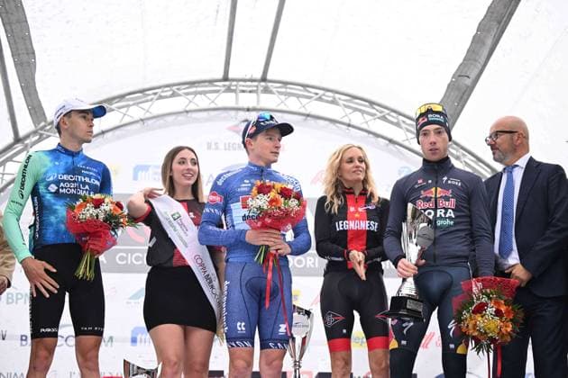 07-10-2024 Coppa Bernocchi; 2024, Alpecin - Deceuninck; 2024, Decathlon - Ag2r La Mondiale; 2024, Red Bull - Bora - Hansgrohe; Van Tricht, Stan; Baudin, Alex; Adria Oliveras, Roger; Mattera, Justine; Legnano; 