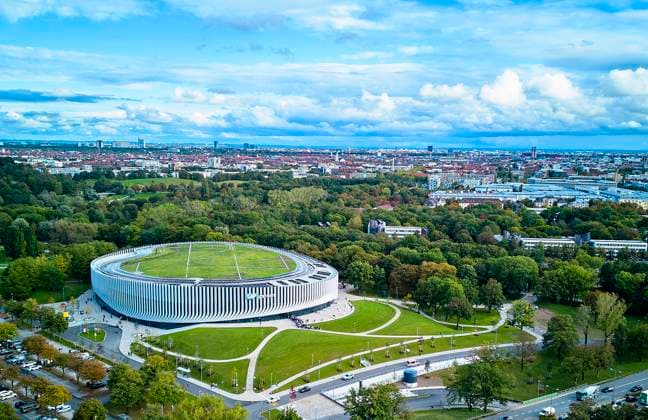 The new SAP Garden Multifunktionsarena before the Penny DEL match EHC RB MUENCHEN - GRIZZLYS WOLFSBURG 7-4 at SAP Garden in Munich, Germany, Oct 2, 2024. Season 2024 2025, matchday 5,