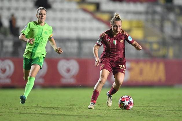 CALCIO - Champions League Women - Roma Women vs Wolfsburg Giada Greggi of A.S. Roma Women during the Women Champion League Rome vs Wolfsburg 08 October 2024 at the Tre Fontane Stadium in Rome Rome Italy  Copyright: xIPAxSport ABACAx