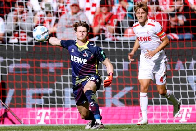 URBIG Jonas Torwart Team 1.FC Koeln mit HUEBERS Timo DFL 2. Bundesliga Saison 2024 - 2025 Spiel 1.FC Koeln - SSV Ulm 2 : 0 am 05.10. 2024 in Koeln Copyright: xLacixPerenyix