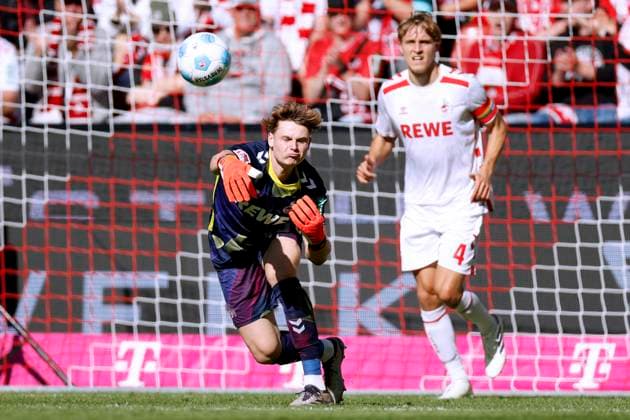 URBIG Jonas Torwart Team 1.FC Koeln mit HUEBERS Timo DFL 2. Bundesliga Saison 2024 - 2025 Spiel 1.FC Koeln - SSV Ulm 2 : 0 am 05.10. 2024 in Koeln Copyright: xLacixPerenyix