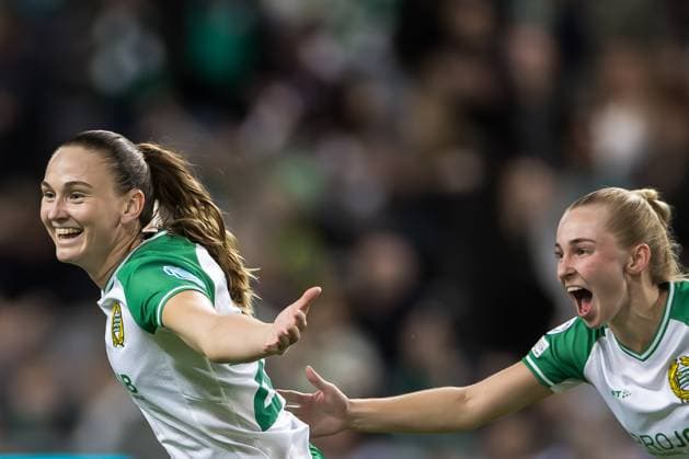 241009 Vilde Hasund of Hammarby celebrates the 1-0 goal during the UEFA Women s Champions League football match between Hammarby and St Pölten on October 9, 2024 in Stockholm. Photo: Kenta Jönsson BILDBYRAN COP 210 KJ0195 fotboll football soccer fotball champions league hammarby st pölten dam bbeng bbauto jubel Copyright: KENTAxJÖNSSON BB241009KJ036