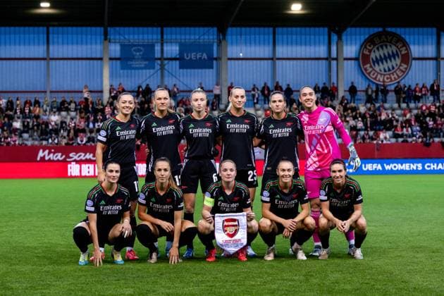 Startelf Teamfoto FC Arsenal, GER, FC Bayern Muenchen vs Arsenal WFC, Fussball UEFA Women™s Champions League, Gruppe C, 1. Spieltag, Saison 2024 2025, 09.10.2024 GER, FC Bayern Muenchen vs Arsenal WFC, Fussball UEFA Women™s Champions League, 1. Spieltag, Saison 2024 2025, 09.10.2024 Muenchen Copyright: xEibner-Pressefoto Memmlerx EP_MMR