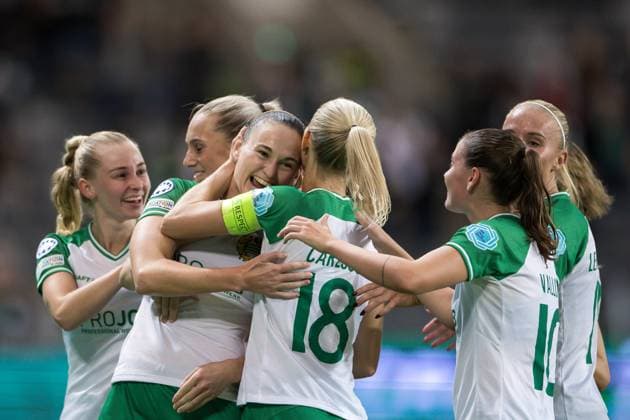 241009 Vilde Hasund of Hammarby celebrates the 1-0 goal during the UEFA Women s Champions League football match between Hammarby and St Pölten on October 9, 2024 in Stockholm. Photo: Kenta Jönsson BILDBYRAN COP 210 KJ0195 fotboll football soccer fotball champions league hammarby st pölten dam bbeng bbauto jubel Copyright: KENTAxJÖNSSON BB241009KJ041