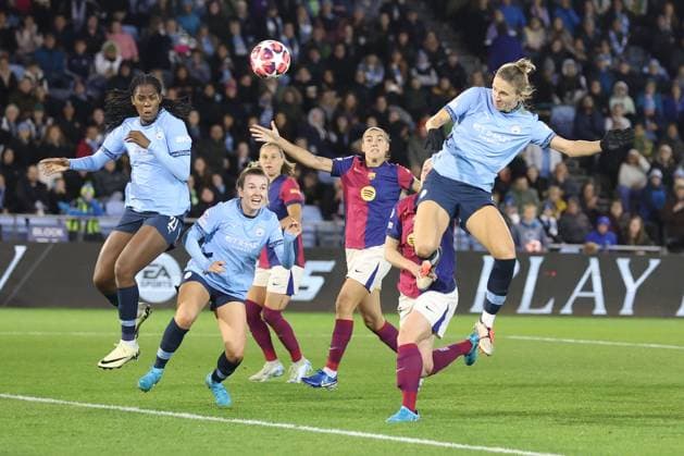 Vivianne Miedema of Manchester City misses a chance to score Manchester City Women v Barcelona Women, UEFA Women s Champions League, Group D, Second Leg, Football, Joie Stadium , Manchester, UK, 09 Oct 2024 EDITORIAL USE ONLY No use with unauthorised audio, video, data, fixture lists, club league logos or live services. Online in-match use limited to 120 images, no video emulation. No use in betting, games or single club league player publications. Copyright: xPaulxCurrie Shutterstockx 14767396z