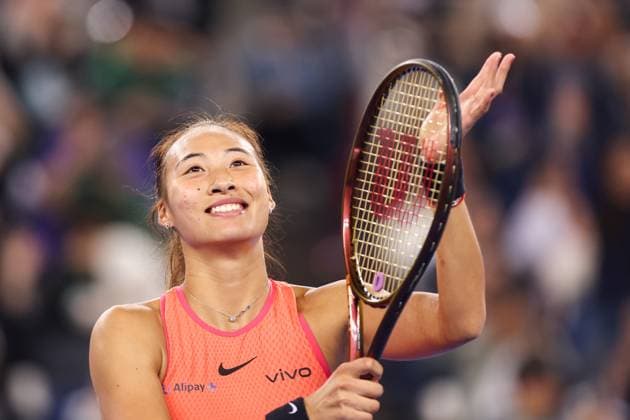 Tennis, WTA-Turnier in Wuhan WUHAN, CHINA - OCTOBER 09: Zheng Qinwen of China reacts after the Women s Singles Round of 32 match against Jaqueline Cristian of Romania on day five of 2024 Wuhan Open at Optics Valley International Tennis Center on October 9, 2024 in Wuhan, Hubei Province of China.  Copyright: xVCGx 111522794479