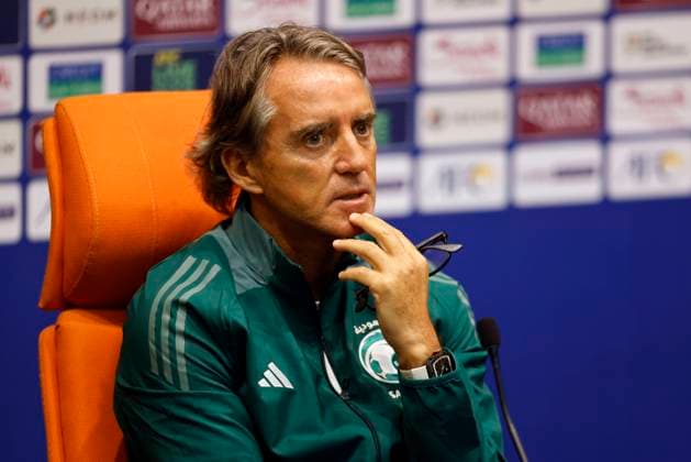 Fußball, Nationalteam Saudi Arabien Pressekonferenz Roberto Mancini (KSA), October 9, 2024 - Football Soccer : Saudi Arabia s head coach Roberto Mancini attend a press conference, PK, Pressekonferenz FIFA World Cup, WM, Weltmeisterschaft, Fussball 2026 Asian Qualifier Final Round Group C match against Japan at King Abdullah Sports City Stadium, Jeddah, Saudi Arabia. Noxthirdxpartyxsales (269433628)