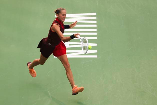 WUHAN, CHINA - OCTOBER 10: Erika Andreeva of Russia competes in the Women s Singles Round of 16 match against Jasmine Paolini of Italy on day five of 2024 Wuhan Open at Optics Valley International Tennis Center on October 10, 2024 in Wuhan, Hubei Province of China.  Copyright: xVCGx 111522986336