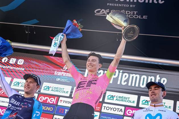 Podium Gran Piemonte, POWLESS Neilson, STRONG Corbin, ARANBURU Alexander during Gran Piemonte, Street Cycling race in Borgomanero, Italy, October 10 2024  Copyright: xTommasoxBerardi IPAxSportx xipa-x xx IPA_50495937 IPA_Agency_IPA50495937