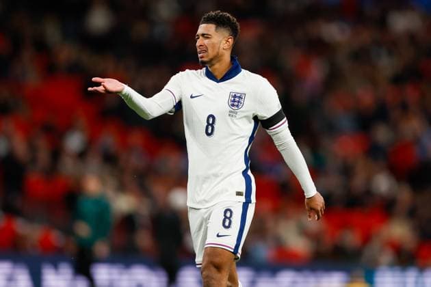 Jude Bellingham of England displeased during the UEFA Nations League match against Greece England v Greece, Football, UEFA Nations League, Wembley Stadium, Wembley, London, UK - 10 10 2024 Editorial use only  Copyright: xMATTHEWxIMPEY Shutterstockx 14774495aa