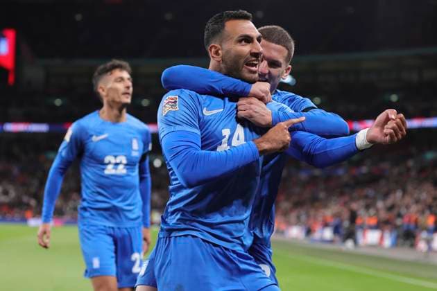 England v Greece UEFA Nations League Vangelis Pavlidis of Greece celebrates scoring his side™s 1st goal during the UEFA Nations League Group F match at Wembley Stadium, London UK Newspapers OUT Copyright: xPaulxChestertonx FIL-20749-0029