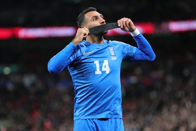 England v Greece UEFA Nations League Vangelis Pavlidis of Greece celebrates scoring his side™s 1st goal during the UEFA Nations League Group F match at Wembley Stadium, London UK Newspapers OUT Copyright: xPaulxChestertonx FIL-20749-0047