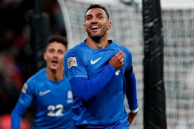 England v Greece UEFA Nations League Vangelis Pavlidis of Greece celebrates scoring his sides 2nd goal during the UEFA Nations League Group F match at Wembley Stadium, London UK Newspapers OUT Copyright: xPaulxChestertonx FIL-20749-0081
