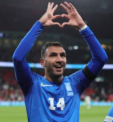 England v Greece UEFA Nations League Vangelis Pavlidis of Greece celebrates scoring his sides 2nd goal during the UEFA Nations League Group F match at Wembley Stadium, London UK Newspapers OUT Copyright: xPaulxChestertonx FIL-20749-0082